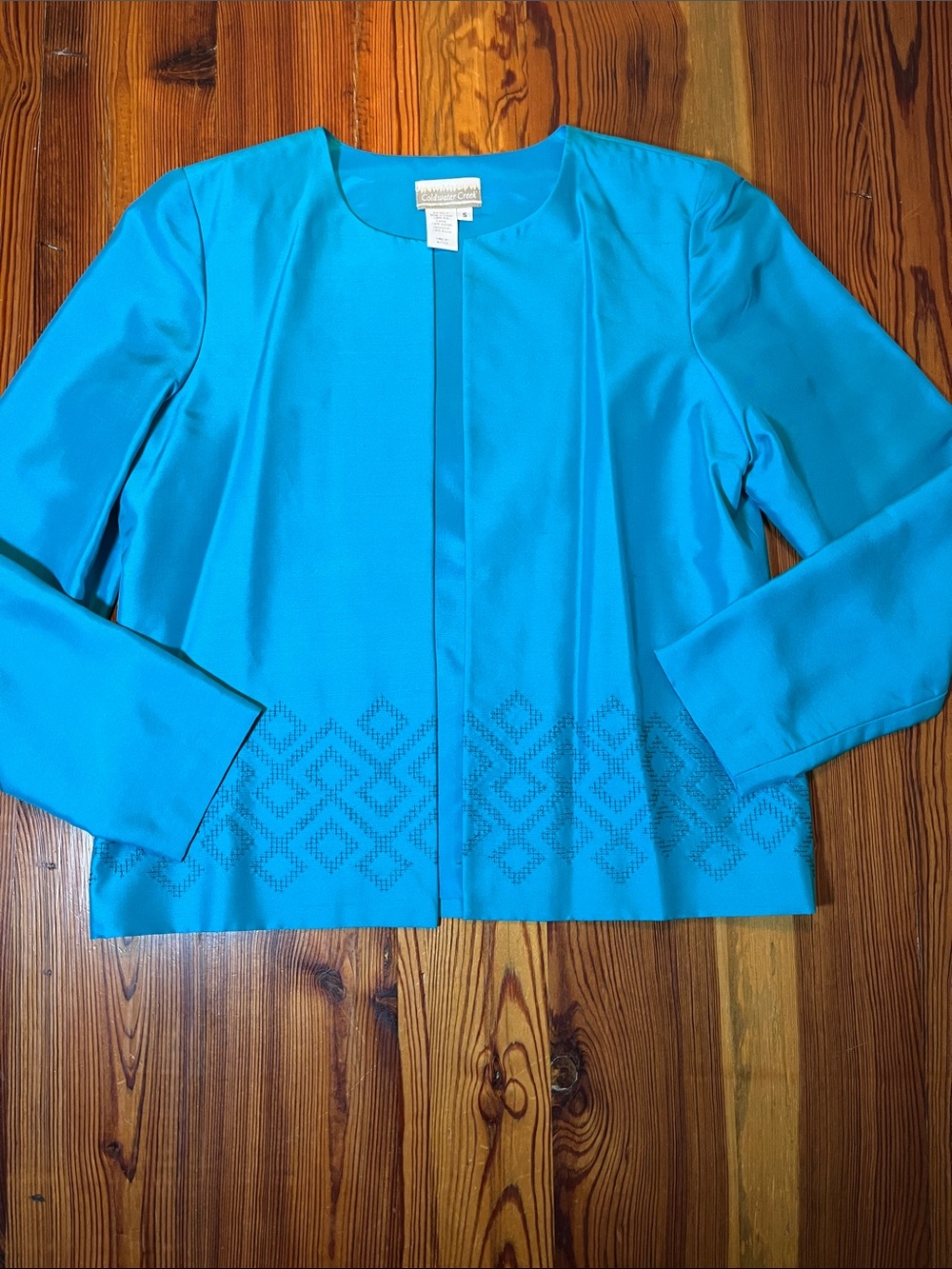 Coldwater Creek 100% Silk Open Front Jacket, Size Small